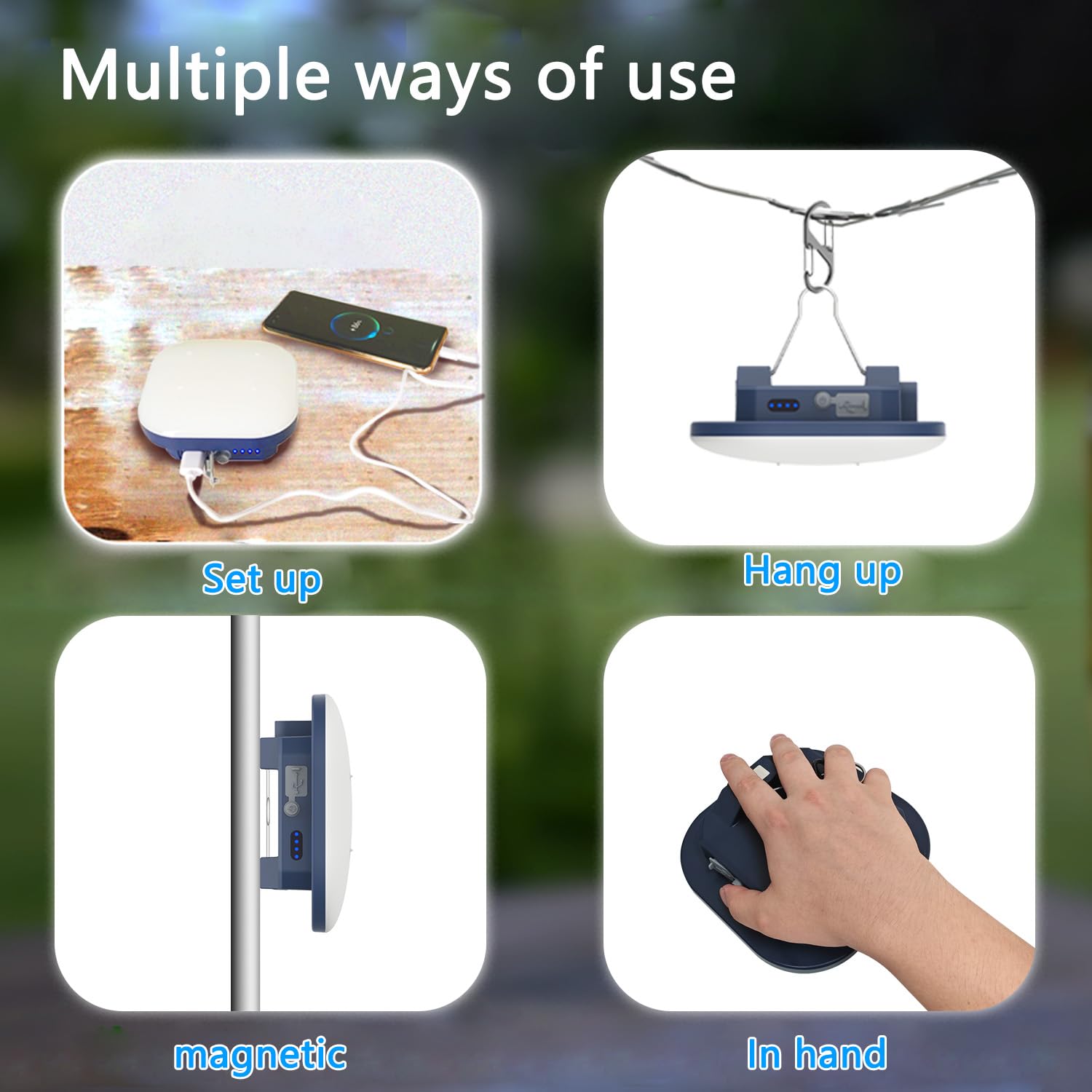 Lampada da campeggio ricaricabile da 15,2 cm, TeiNewBy 4000 lm, 16500 mAh, fino a 10-60 ore di corsa, 5 modalità di illuminazione, lanterna da campeggio a LED portatile, base magnetica per uragani