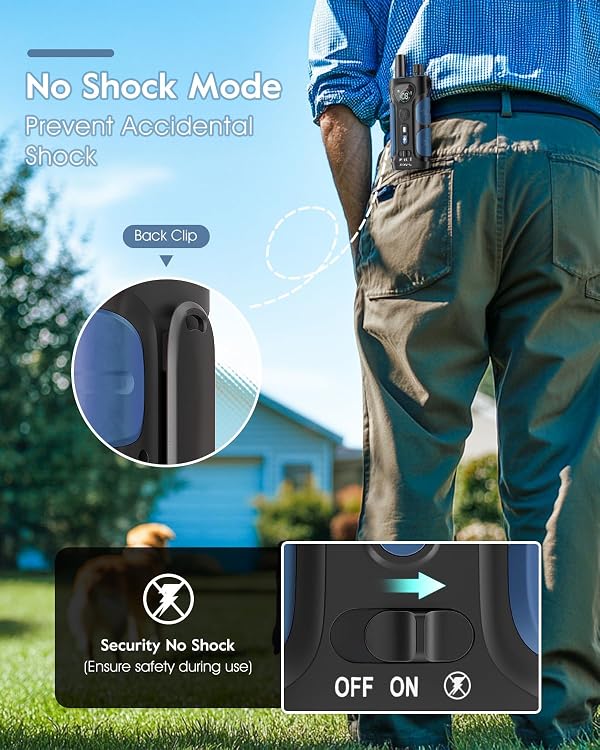 SLOPEHILL Dog Shock Collar - 4200FT Dog Training Collar with Remote,IPX8 Waterproof E-Collar with Beep,Vibration,Shock,Flash Light,No Shock Mode,Shock Collar for Small Medium Large Dog 8-140lbs,Blue by SLOPEHILL - Image 6
