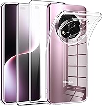 Phoona Case for Honor Magic 7 Lite with 2 Pieces Tempered Glass Screen Protector, Ultra Transparent Soft TPU Silicone Gel for Honor Magic 7 Lite Cover, Shockproof Anti-Yellow Bumper Case
