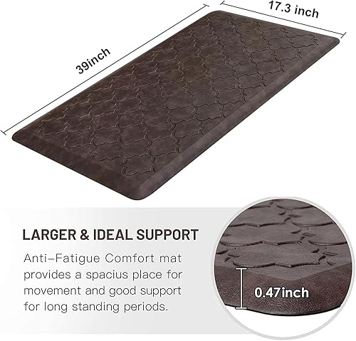 Miniatura 2 de WISELIFE Kitchen Mat Cushioned Anti Fatigue Floor Mat,17.3"x39",Thick Non Slip Water Resistant Kitchen Rugs and Mats,Heavy Duty PVC Foam Standing