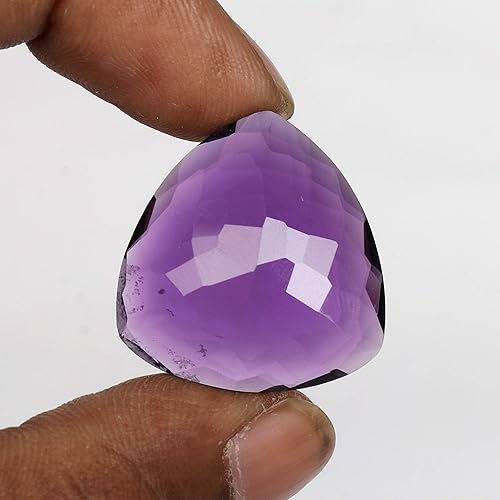 Miniatura 2 de REAL-GEMS Amatista violeta 50.65 Ct Cristal curativo en forma de billón, Gema Cristal Piedra rhinestone, Violeta (Hydrothermal - Violet Amethyst)