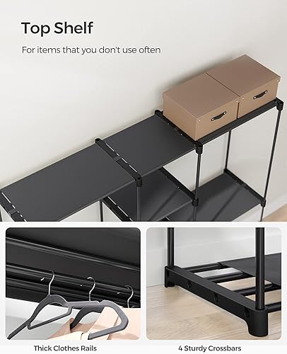 Miniatura 5 de SONGMICS Armario portátil, organizador de armario independiente, perchero con estantes, varillas para colgar, organizador de almacenamiento, para