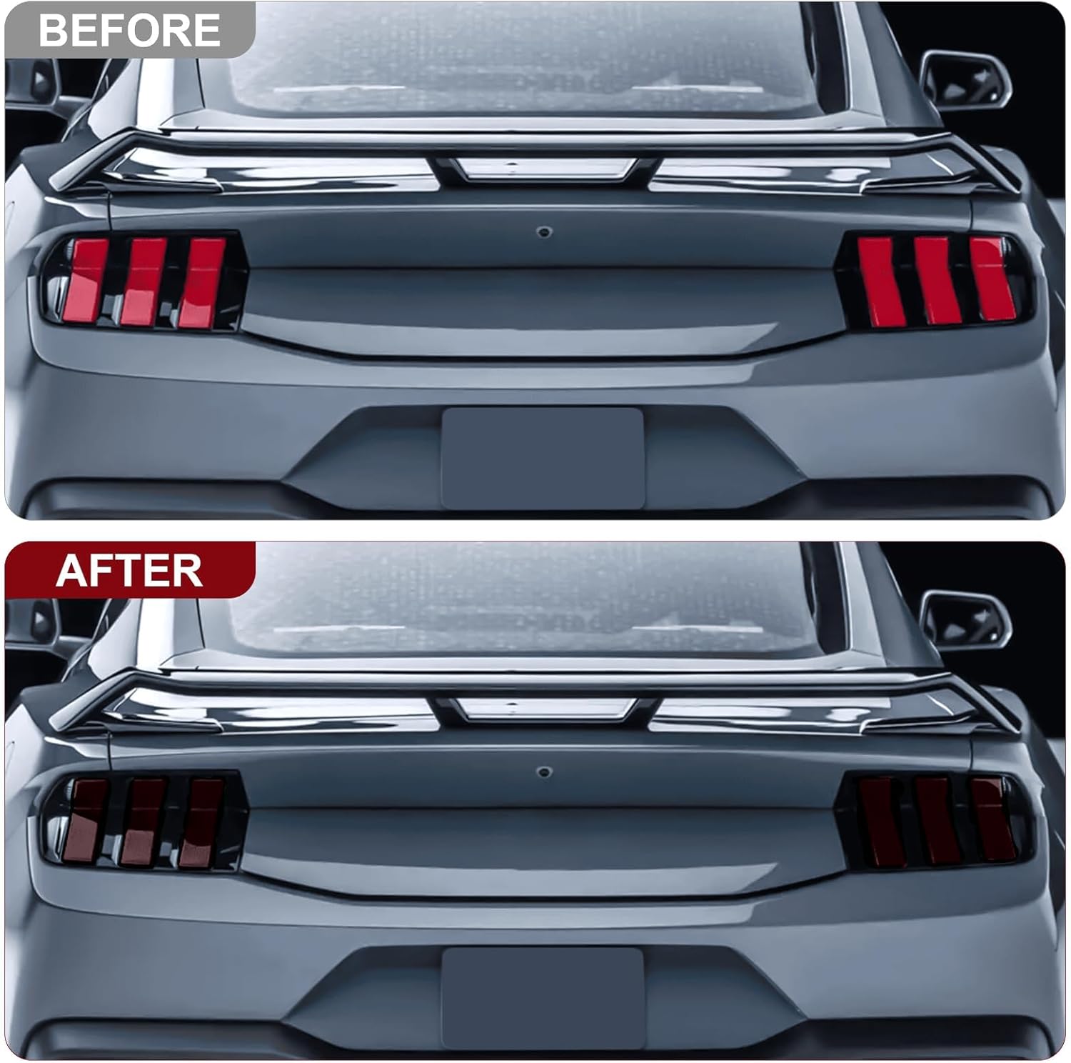 GearUp Tail Light Covers for Ford Mustang 2024 2025 Smoke Tail Lamp Cover