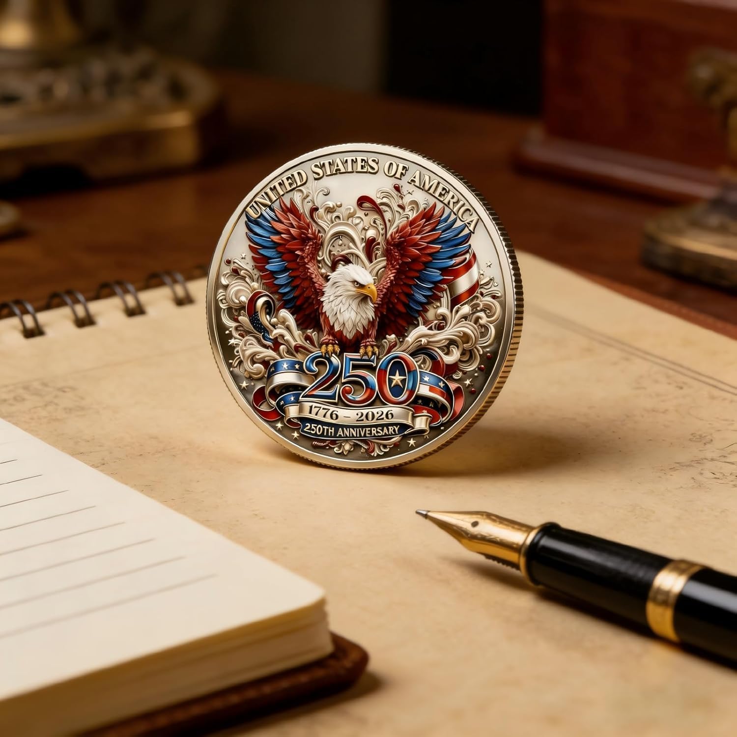 Anniversary Coin, 4th of July 3D America 250 Merchandise for Patriotic Celebration 1776-2026 Independence Day Gifts for Veterans & History Lover,1.57inch image 5