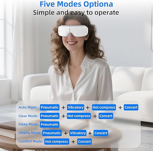 Miniatura 3 de iKristin Masajeador de ojos, máscara de ojos con música Bluetooth, masajeador de ojos controlado por voz con calor, relaja la fatiga ocular y mejora
