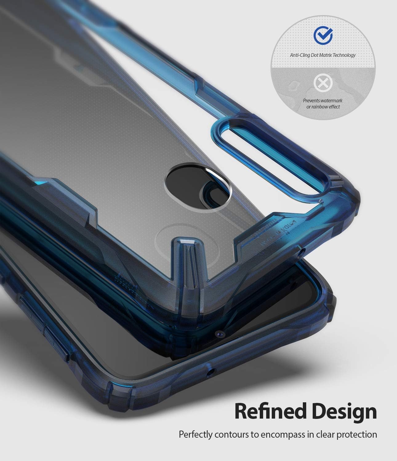 Ringke Fusion-X Designed for Galaxy M30 Case Ergonomic Transparent Military Drop Tested Defense PC Back TPU Bumper Impact Resistant Protection Shock Absorption Technology Cover - Space Blue