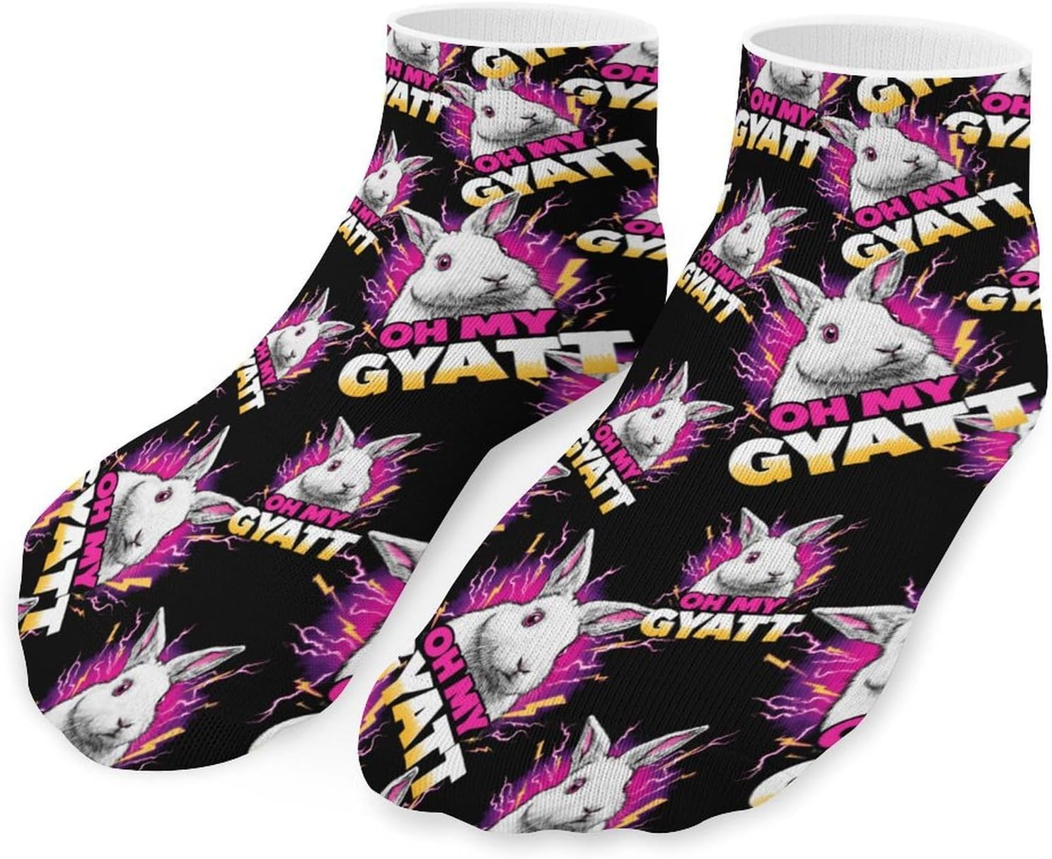 Bunny Rabbits Thunder Oh My Gyatt No Show Ankle Socks Low Cut Non Slip Flat Boat Line 5 Pairs Set