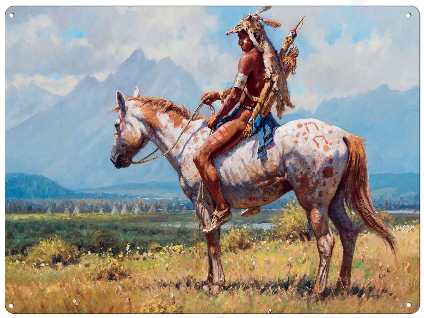 Ingzzaac Metalpostera92403 Wall Poster,American Indian,Native American, Sign Home Decor Wall Art Decoration For Garage Bar Restaurant Kitchen Cafe Pub Funny Vintage Metal Sign Poster 8X12 Inches