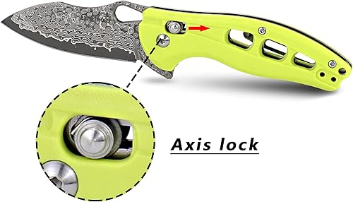 Miniatura 3 de ALBATROSS Cool Flipper Axis Lock - Cuchillo de bolsillo plegable con hoja de acero de Damasco moderna de 3 pulgadas y mango FRN de alta resistencia