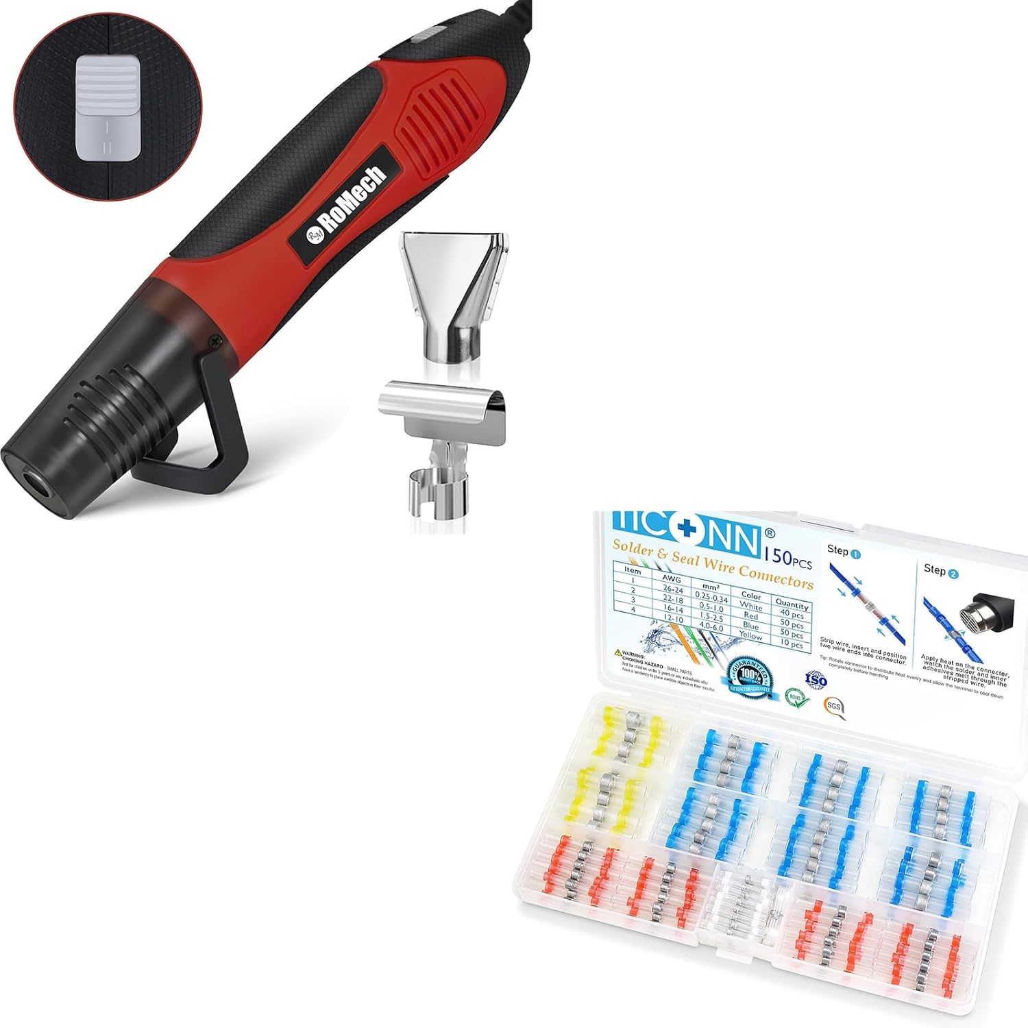 TICONN 150 PCS Solder Seal Wire Connectors + 350W Heat Gun