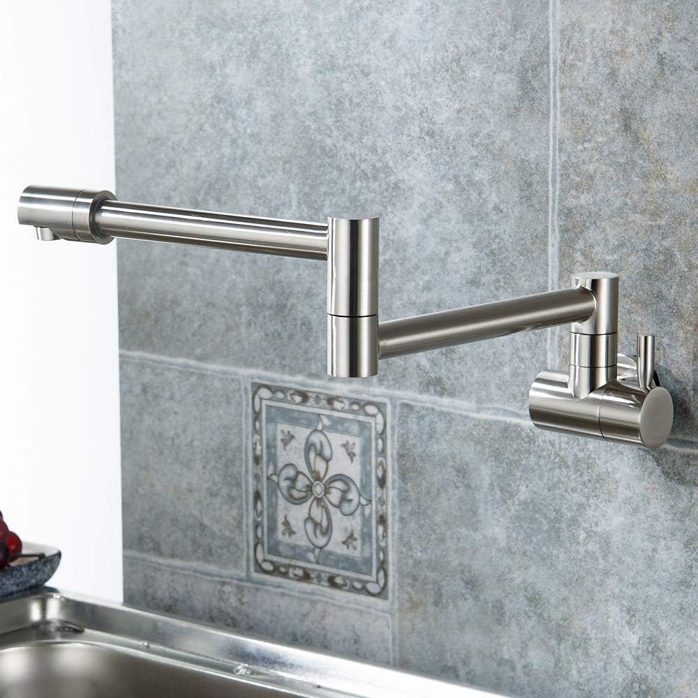 Hottest Sales Yawhite Wall Mount Pot Filler Faucet in Brushed Nickel, Single Handle Single Hole with Dual Swing Joint in Solid Brass Design Product Deal Yawhite Wall Mount Pot Filler Faucet in Brushed Nickel, Single Handle Single Hole with Dual Swing Joint in Solid Brass Design