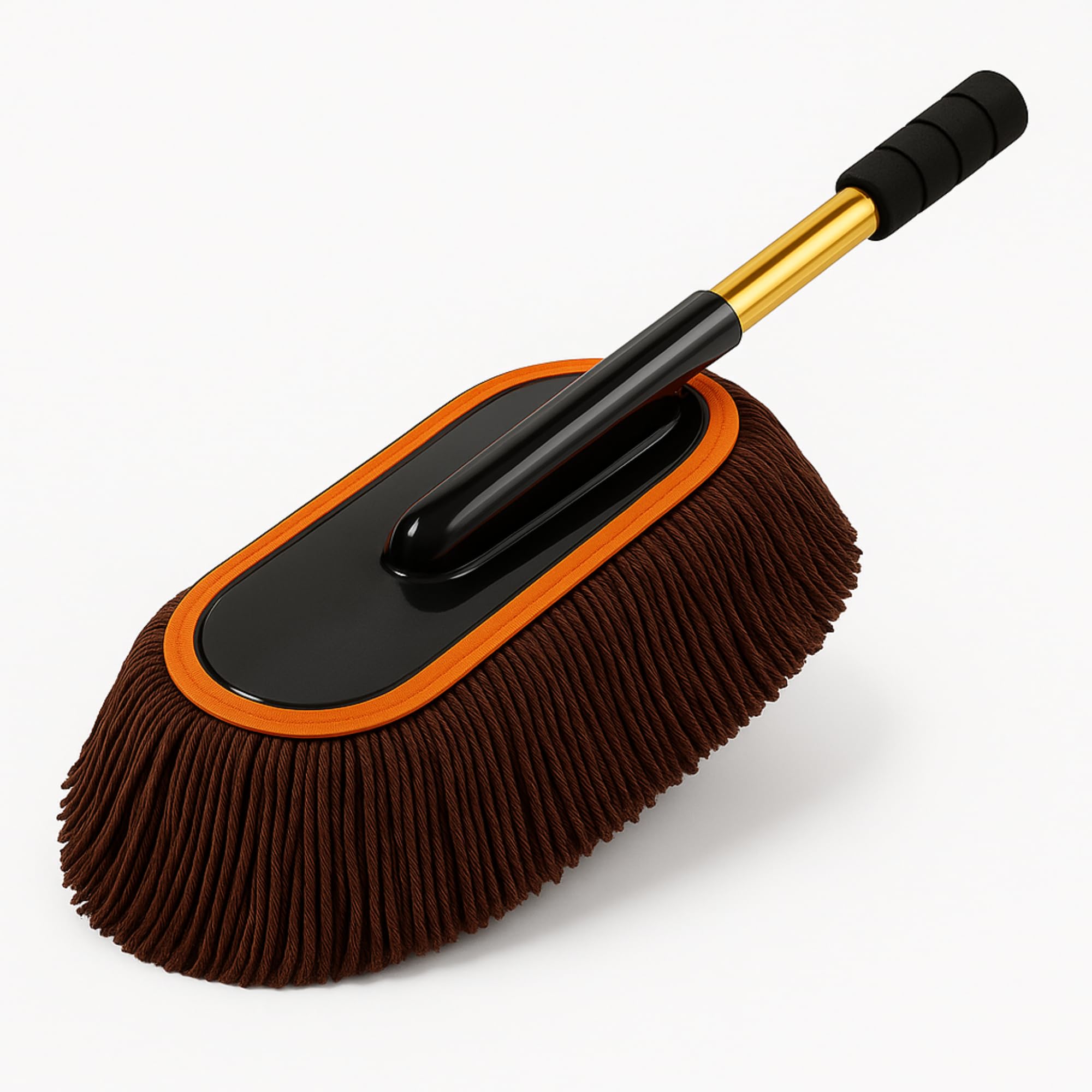 DETACHI Microfiber Car Duster with Extendable Handle and Wax Treated Cotton Strands:Scratch Free, Lint Free Cleaning Tool for Wet & Dry Dusting, Polishing, Washing for Bike, Car, Truck, Office-Brown-image-42