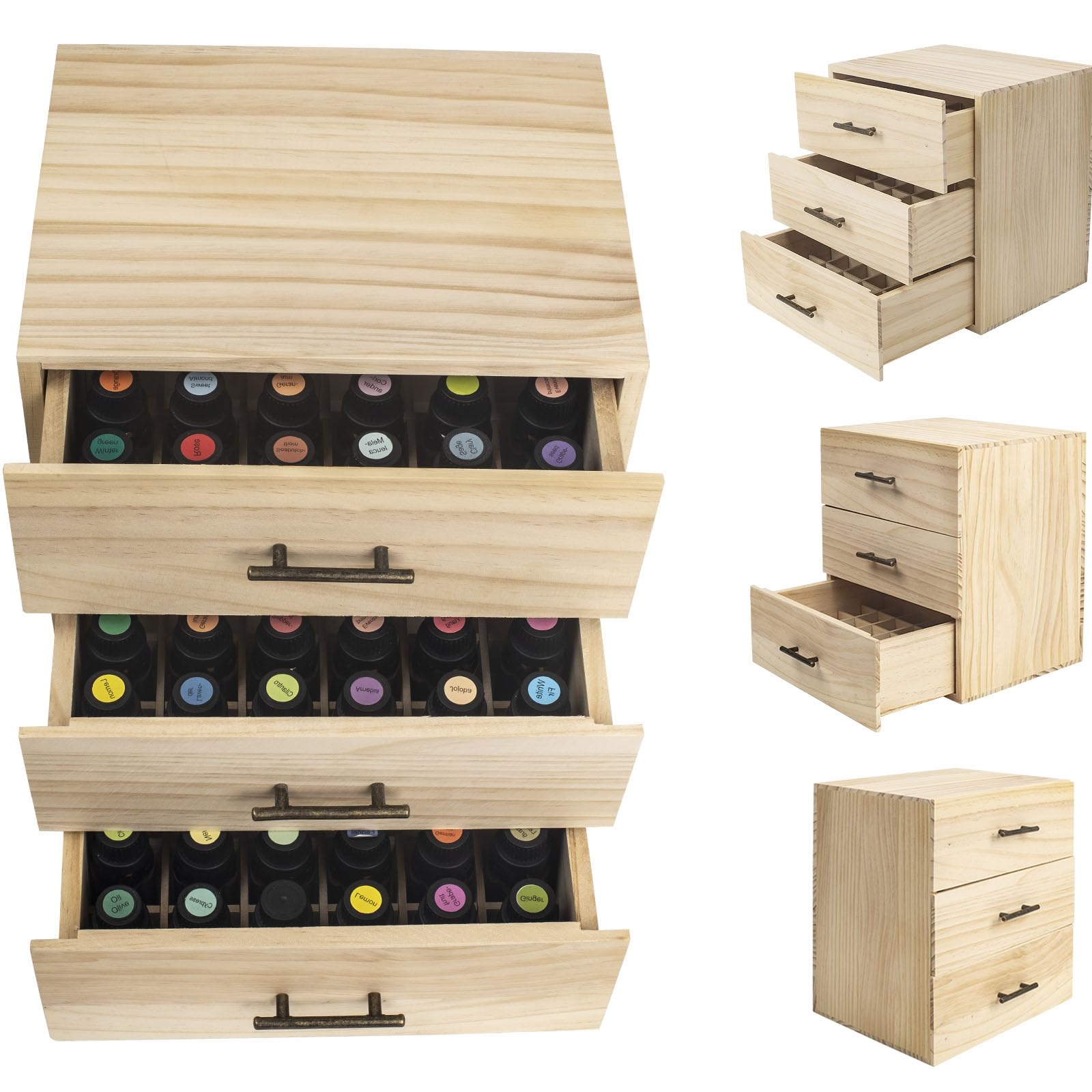 Contenitore In Legno Per Oli Essenziali 9 Scomparti, Espositore Per Bottiglie Da 5-15 Ml, Organizer Da Viaggio Con Chiusura