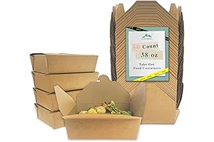 Karderon 38oz Disposable Take Out Food Containers (50-Pack)