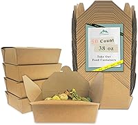 Vista 8 de 80 piezas 26 oz (780 ml) contenedores de comida desechables para llevar, cajas de comida marrón, caja de papel kraft para llevar apta