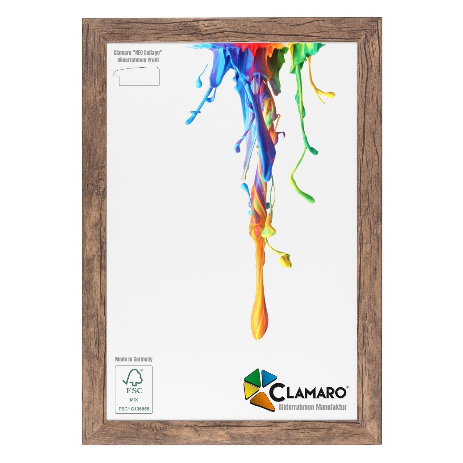 CLAMARO "Neo Collage" Picture Frame 100x120 Handmade to Measure | Dark Brown Oak | MDF Wood Design Wooden Picture Frame incl. Acrylic Glass and Metal Hanger (Landscape & Portrait) โ image 1