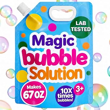Klevly Iridescent Bubble Solution Refill Just Add Water to Make 67 oz | Non-Toxic, Quick & Easy | Bubbles for Kids, Bulk Bubble Refill & Bubble Machine Solution