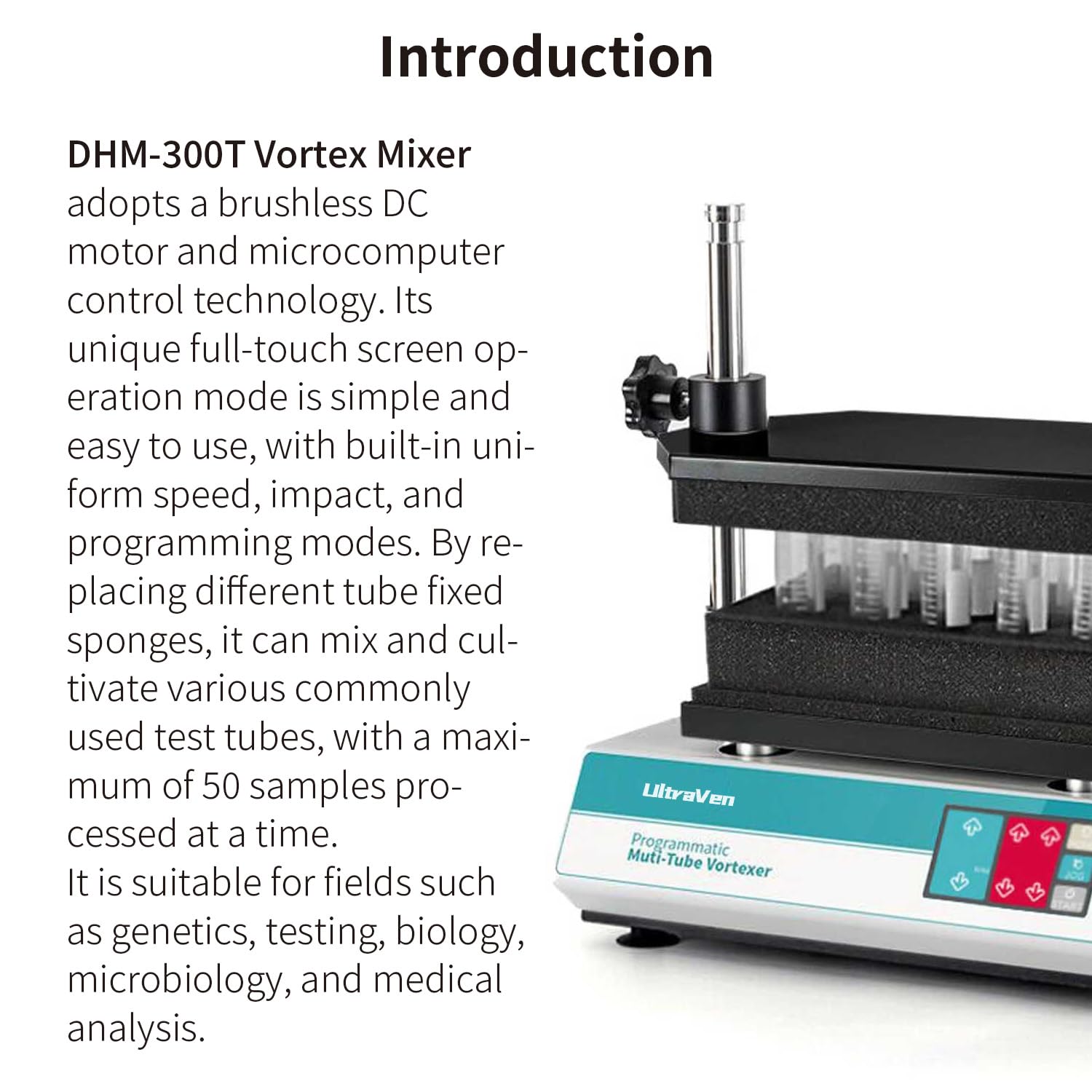 Vortex Shaker,lab Multi Tube Mixer,DHM-300T,Speed Range 300-3000rpm, with Built-in Uniform Speed,Impact,Programming Modes