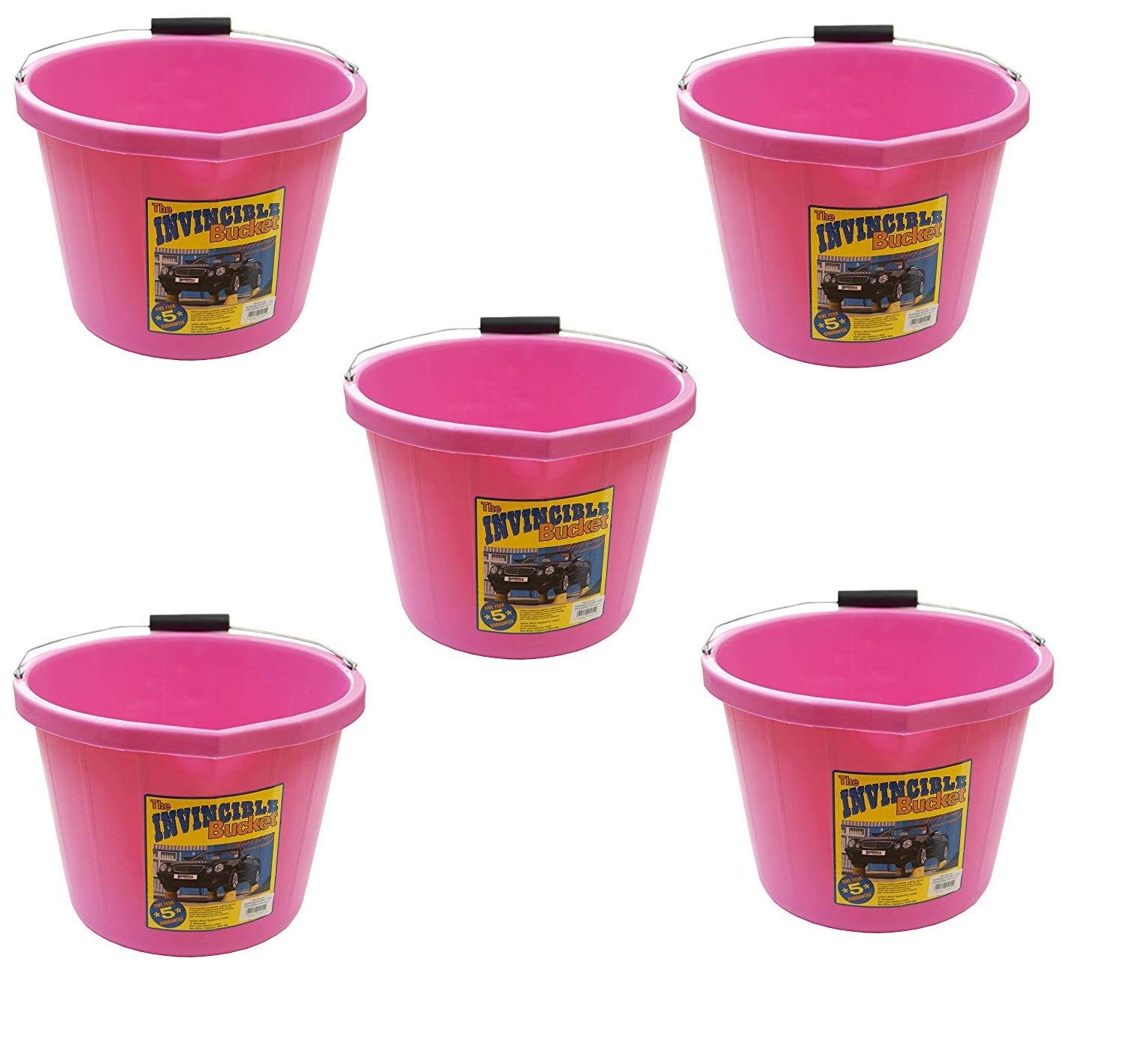 5 X Airflow Heavy Duty Invincible Builders Bucket Pink 3 Gallon 15 Litre