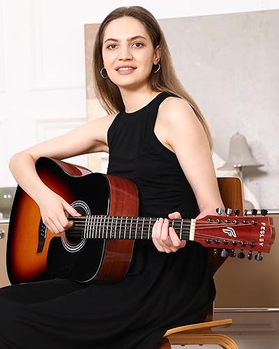 Vista 15 de Fesley Guitarra de 12 cuerdas: Guitarras eléctricas acústicas de tamaño completo de 42 pulgadas para adultos principiantes, guitarra acustica