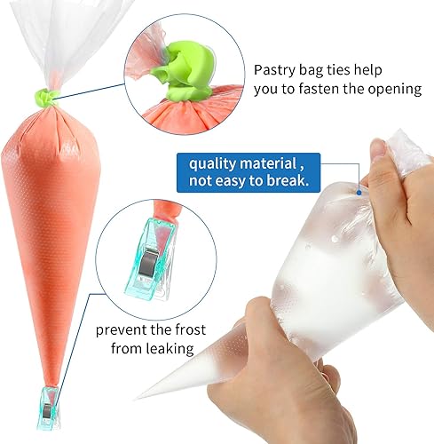 Miniatura 3 de 122 piezas de herramientas de decoración de galletas, 100 piezas de bolsas de pastelería, 10 piezas de corbatas para bolsas de pastelería, 10 piezas