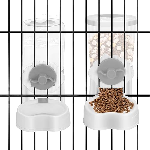 Miniatura 1 de Yummy Sam Jaula colgante automática de tazón de comida para mascotas, dispensador de botellas de agua, alimentador automático de gravedad para