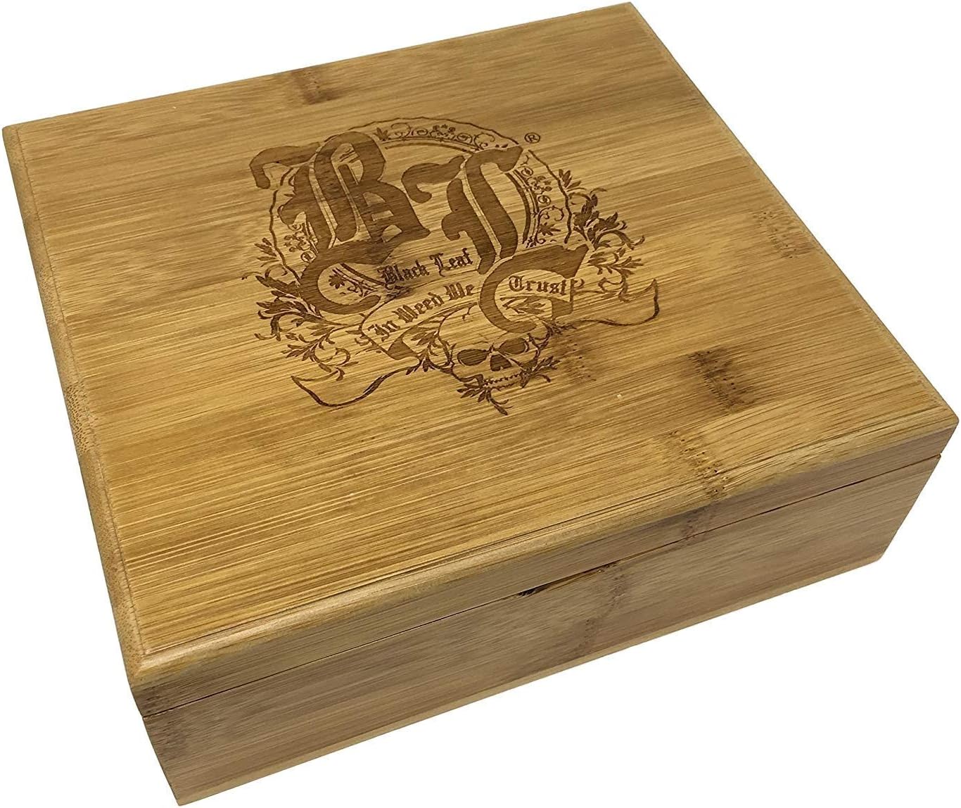Black Leaf Storage Box, Bamboo, Brown, M
