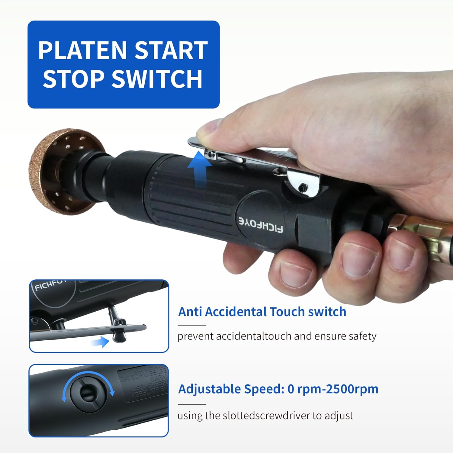 Air Tire Repair Polish Patch Tools, Pneumatic Buffing Tool with 2500rpm Low Speed Air Tire Buffer, Tire Inner Liner Scraper, Patch Roller, Tungsten Steel Buffing Wheel