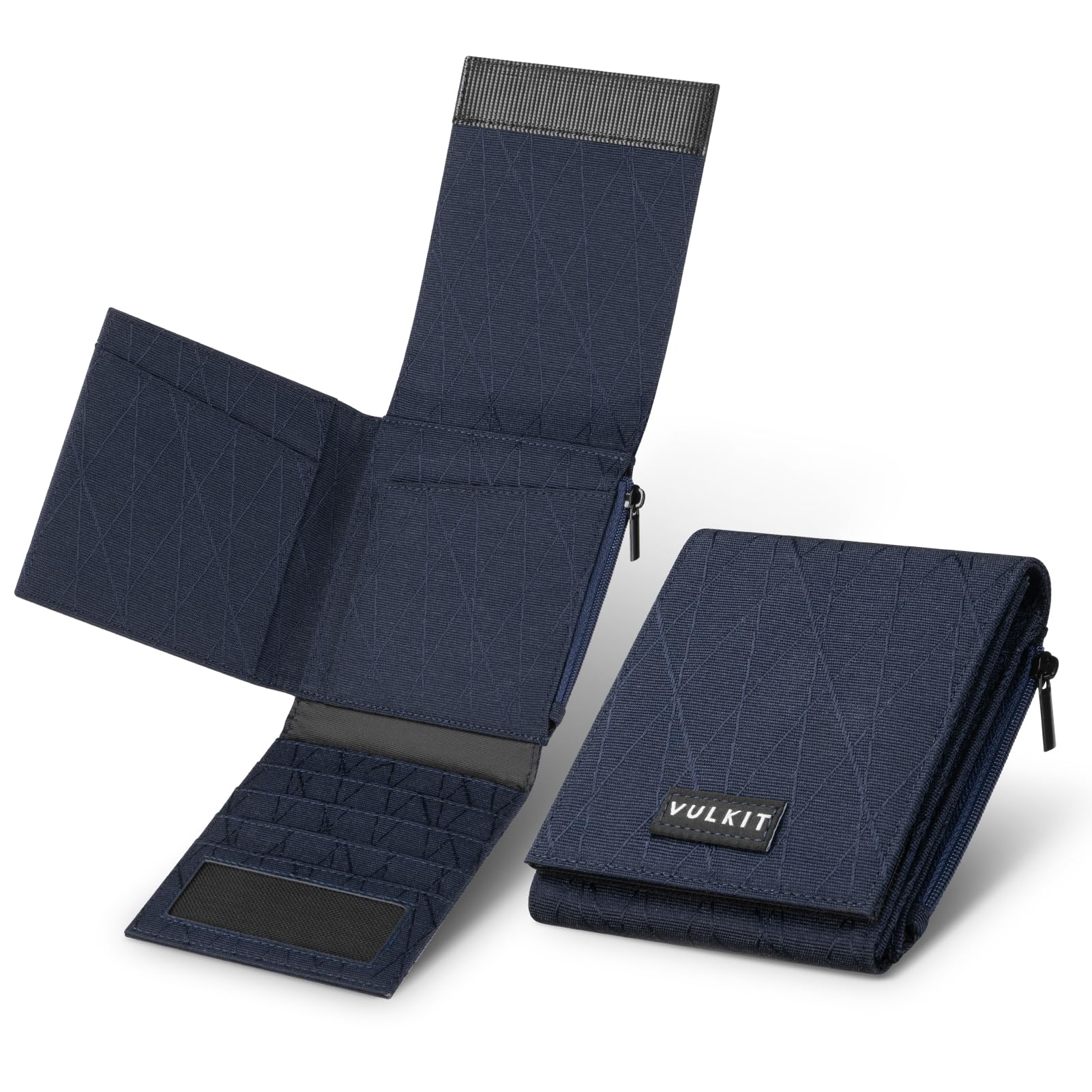 VULKIT Mens Wallet RFID Blocking Card Holder Minimalist Multifold Magic Wallet, for 20+ Cards, Cash, Bills Blue