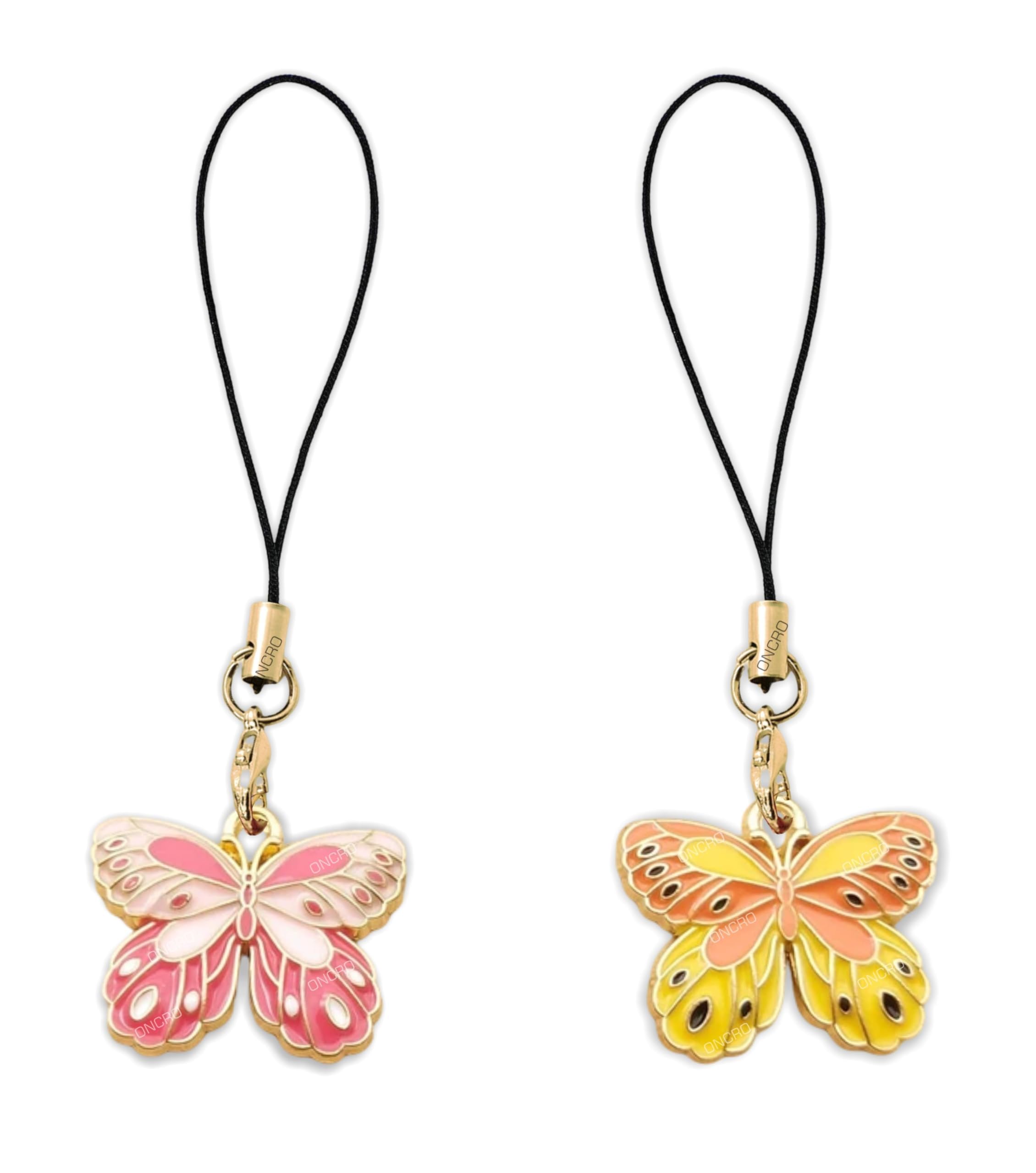 Lucky cute Dual Butterfly | Duo tone butterfly embossed Phone Charms metal Pendant aesthetic for girls women backpack hanging Keychain handy travel necklace bracelet-image-9