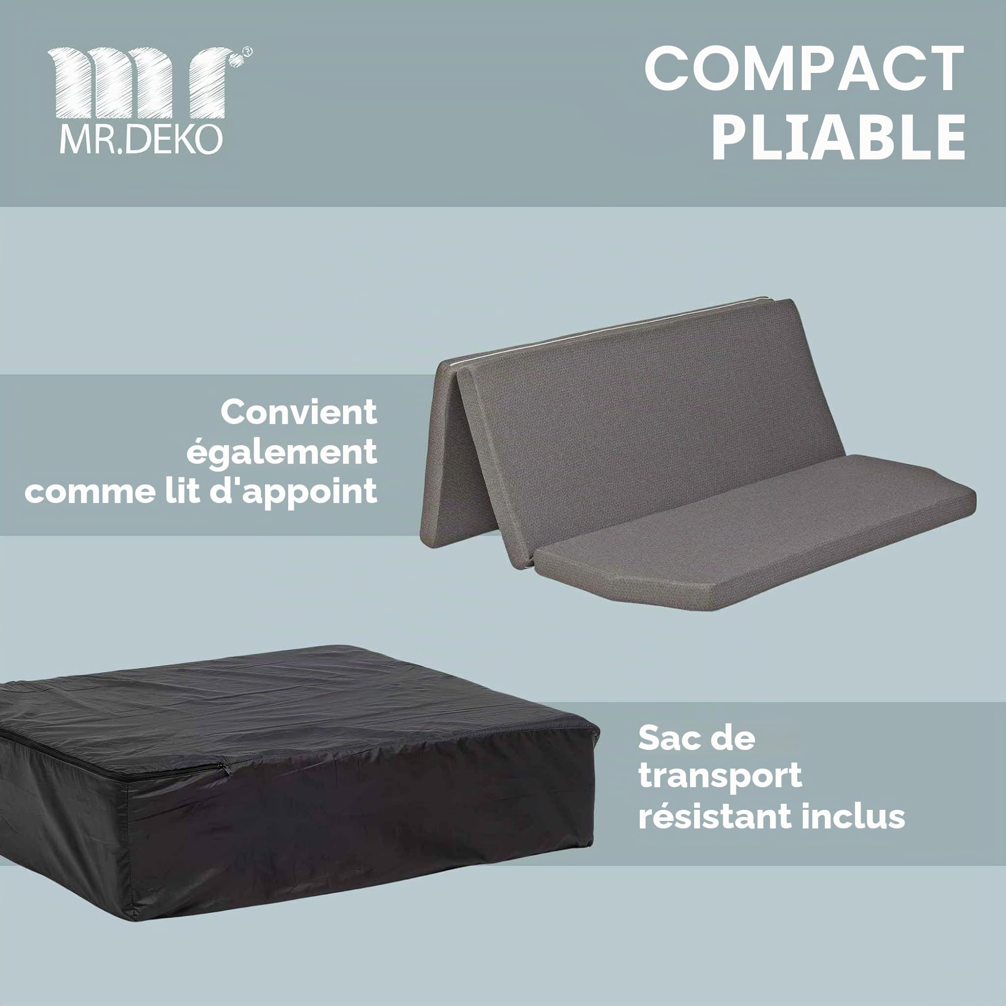 Camper´s Delight Matelas pliant pour VW Multivan T5 et T6 | 148 x 185 x 8 cm | Matelas de camping avec housse lavable | Matelas pliable en mousse | Matelas de couchage pour transporteur | Matelas de