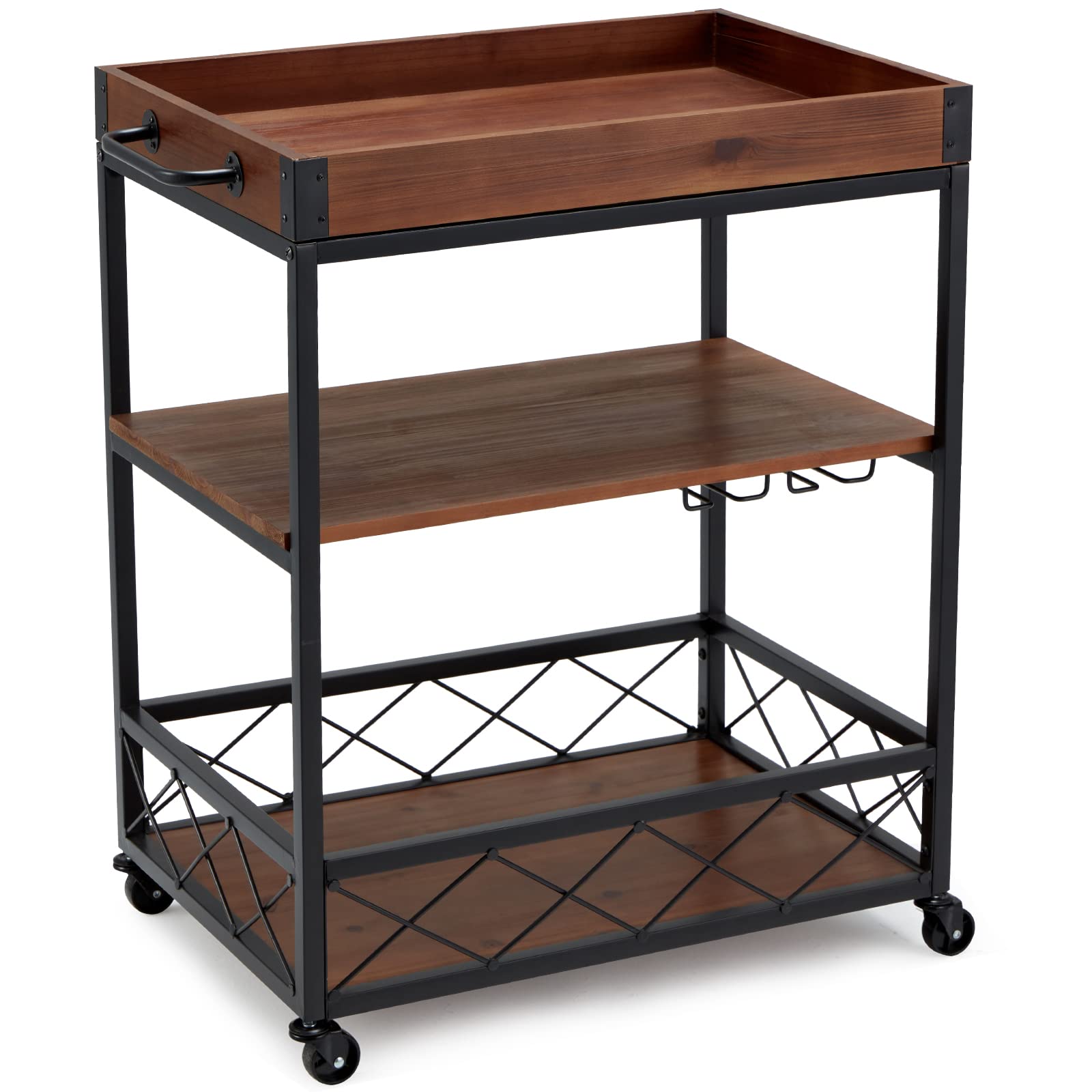 Buy AVAWING Serving Cart with Wheels, 3 Tier Bar Cart Mobile Kitchen