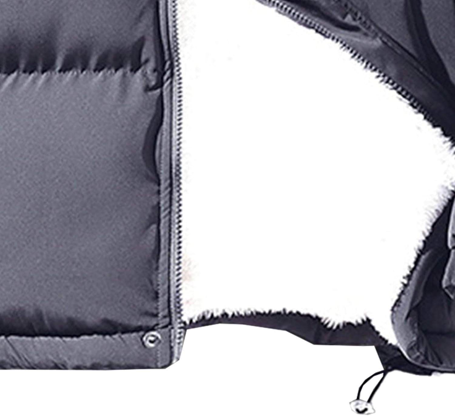 Men's Stand Collar Padded Jacket Solid Color Zip Up Winter Warmth Coat Sherpa Lined Casual Qulited Outwear