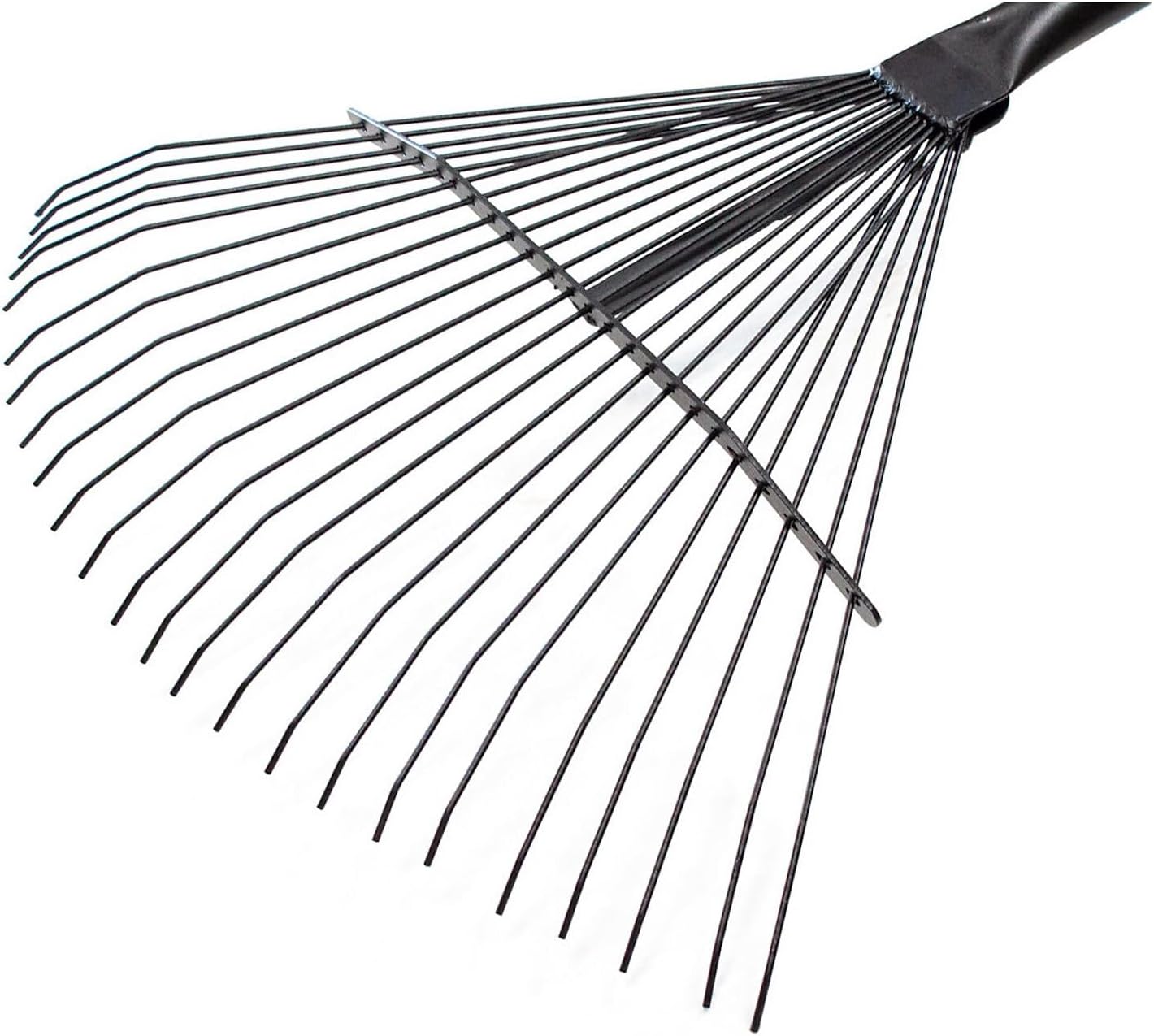 Bully Tools Heavy Duty Metal Leaf Rake - 24 High Carbon Spring Steel Tines with Fiberglass Handle, Thatching and Wide Lawn Rake for Leaves, Yard Debris and Garden Tool, 100% Made in The USA, 24-Inch