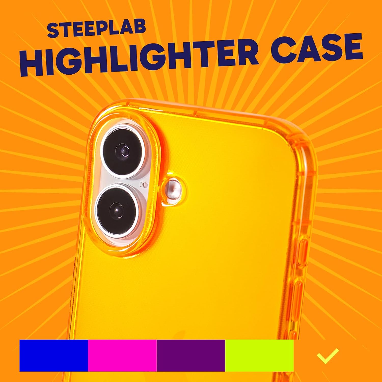 SteepLab Neon Highlighter Case for iPhone 17 - The Grippy Jelly Case w/Protective Air Pockets (Intense Bright Orange)