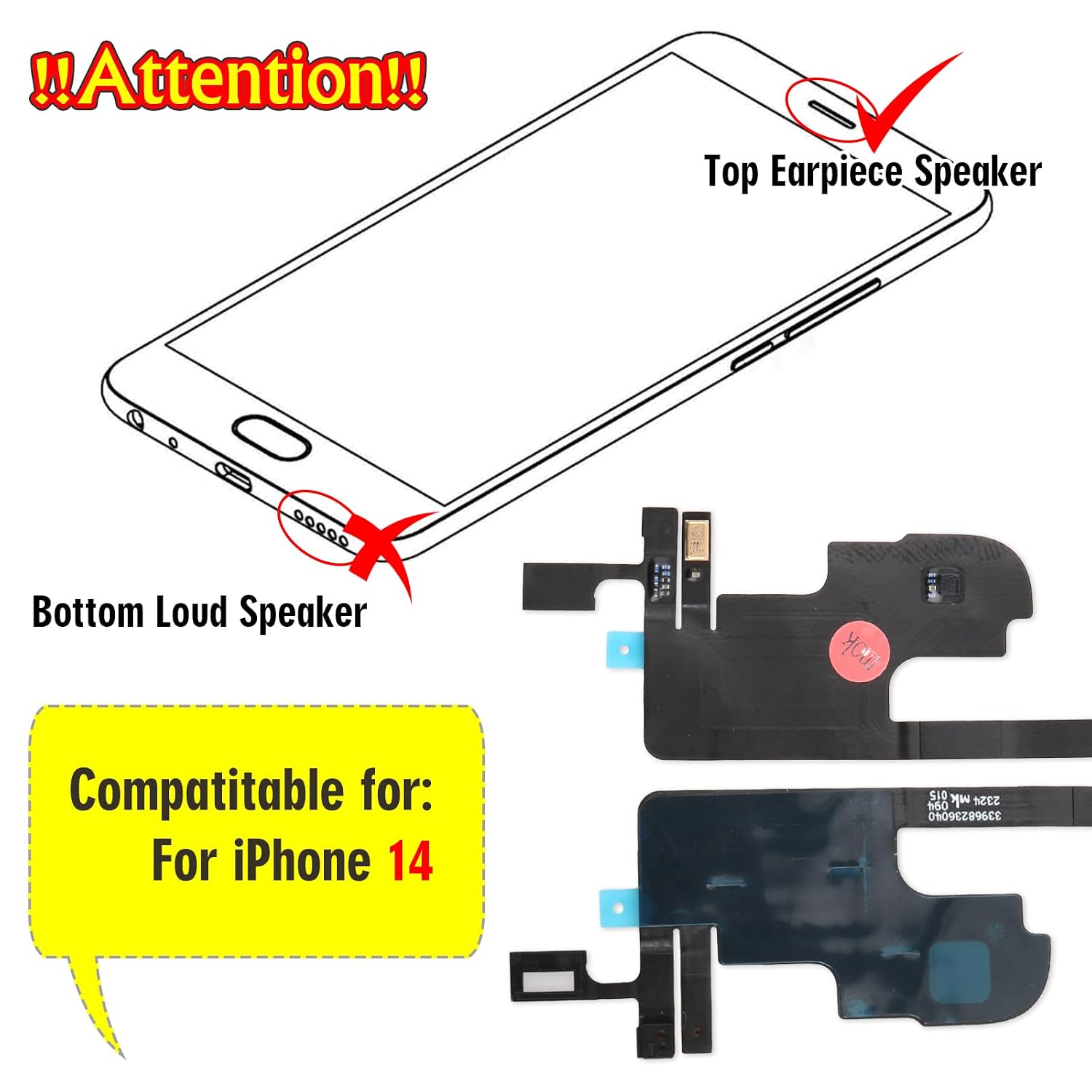 Earpiece Speaker for iPhone 14 Ear Speaker Replacement for iPhone 14 Speaker Flex Cable Replacement Earphone Speaker Sound Receiver Assembly Parts with Tools image 5