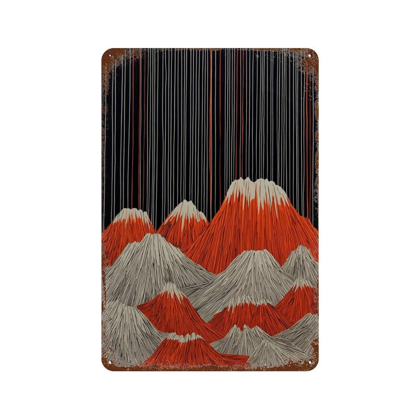 xiaoxiaoshen Abstract Mountain Landscape Black Red Modern Minimal Line Contemporary Japanese Wall Decor Art Metal Tin Poster Modern Home Decor Art Home Bar Shop Decorations Vintage Sign 30x20cm
