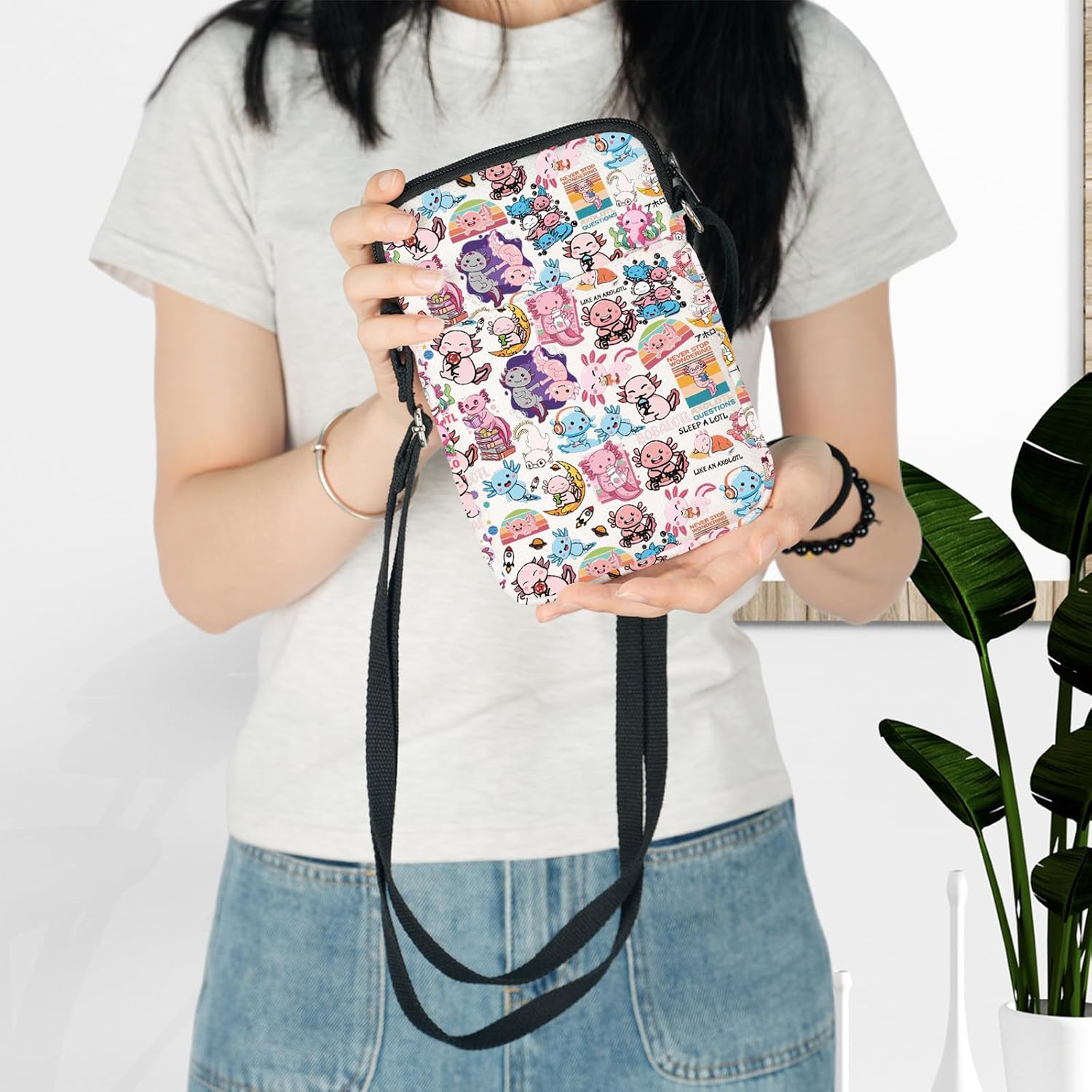 LEVLO Cute Axolotl Crossbody Bag Bobalotl Fans Gift Gamesolotl Lover Shoulder Bag Salamander Merchandise - Image 2