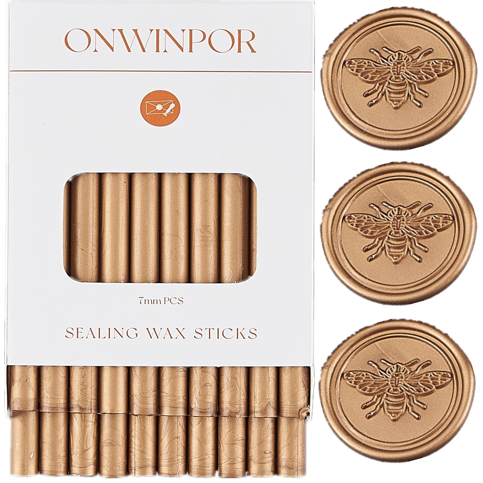 ONWINPOR 20pcs Bronze Wax Sealing Sticks, Antique Gold, for 0.28'' Glue Gun, Wax Seal Stamp, Wedding Invitations, Envelopes, Christmas Gifts