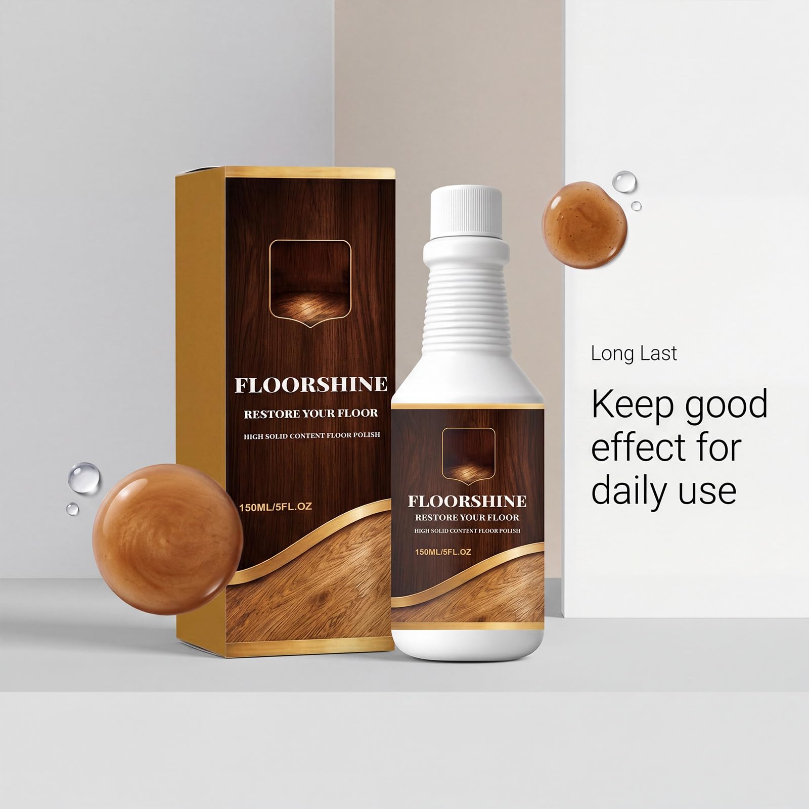 High-Solids Content Floor Polish, restaurador de suelos de madera dura rellena los arañazos, brilla y protege suelos de madera, limpiador multiusos y restaurador para muebles de madera y suelos (5
