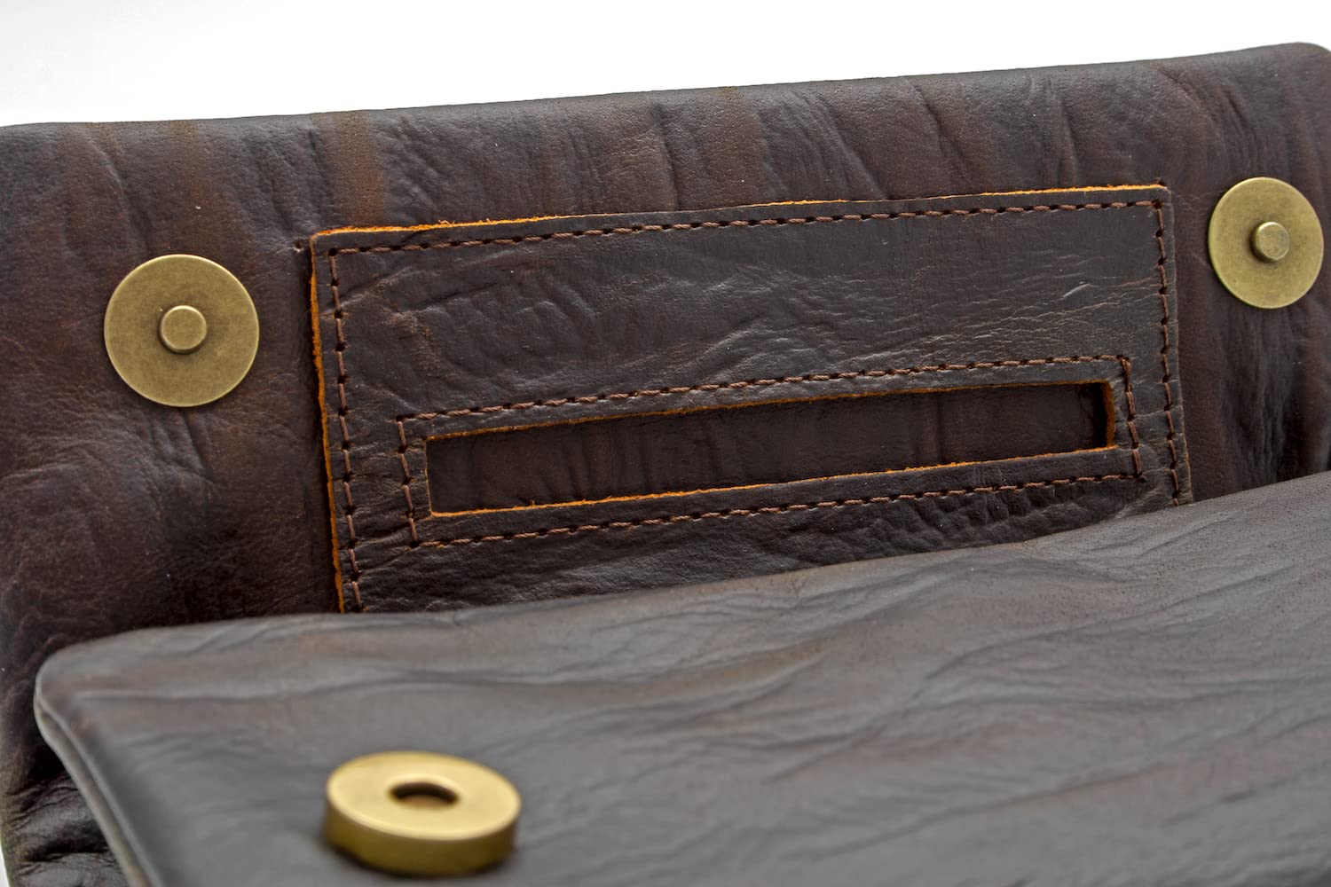 Tobacco Pouch Brown 2013-2 / Rotating Pocket / Magnetic Buttons / Paper Compartment / Inner Zip / Made in Greece