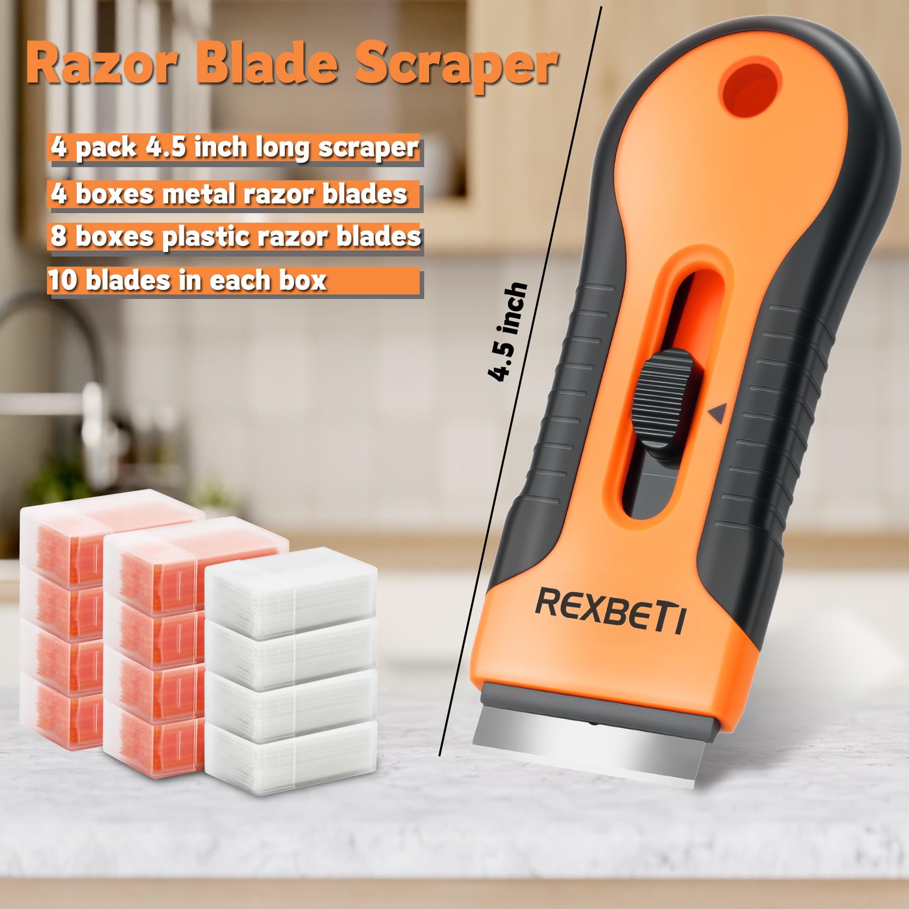 REXBETI Razor Blade Scraper Tool, Paint, Windows, Glass Stovetop Scraper view 4