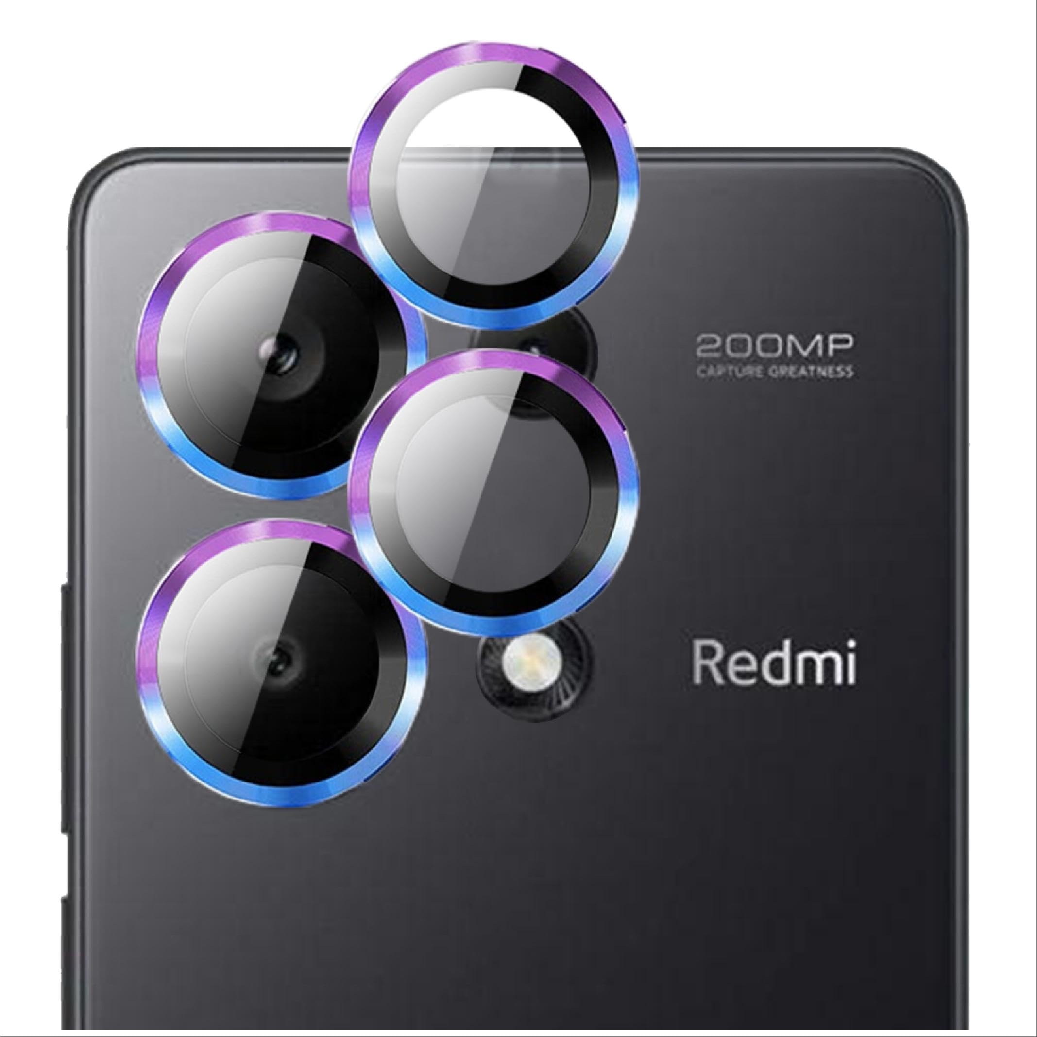 GIOPUEY Protezione Fotocamera Per Redmi Note 14 5G - Doppia Protezione Metallica + Vetro Temperato 9H, Colorata