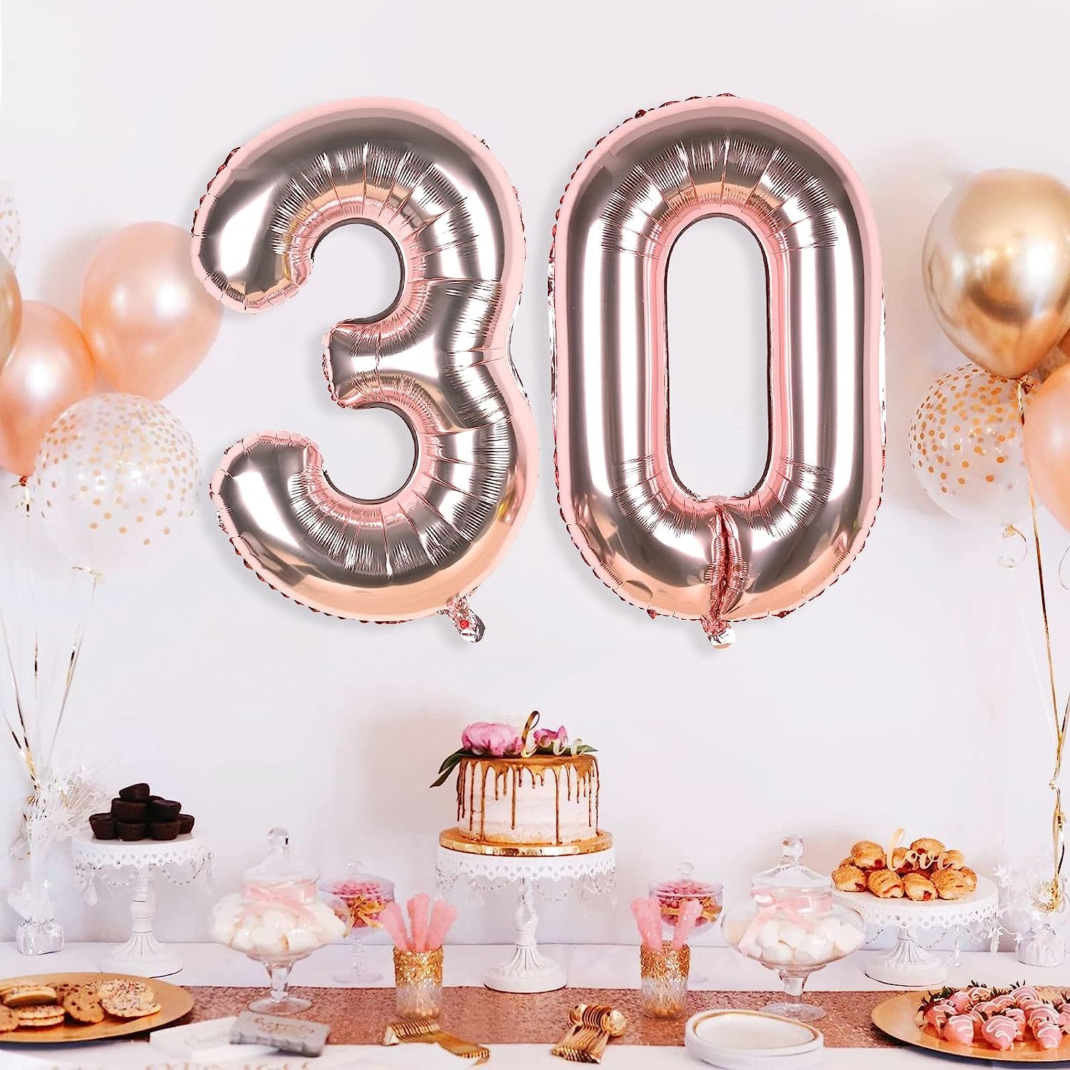 Amazon | 数字バルーン32インチ ローズゴールド 誕生日風船 数字0