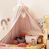 Vista 14 de Kertnic - Toldo decorativo para cama de niños, carpa de algodón suave para decoración de habitación de niñas, castillo de princesa, mosquitera