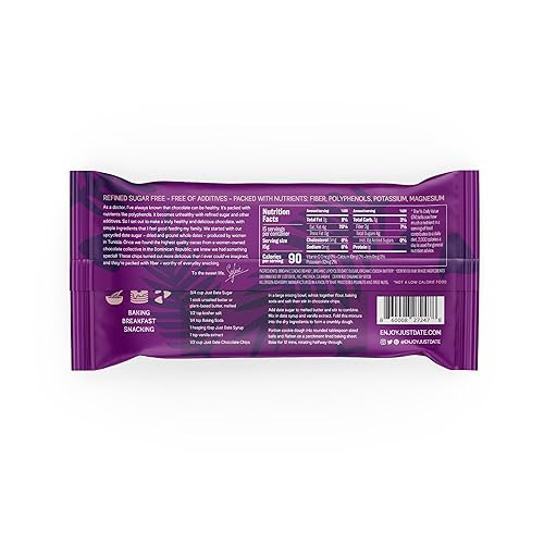 Miniatura 3 de Just Date Organic Date Sweetened Dark Chocolate Chips / 65% Cacao / Vegan / No Sugar Added / Only 3 Ingredients / Low Glycemic Index / 8 Oz