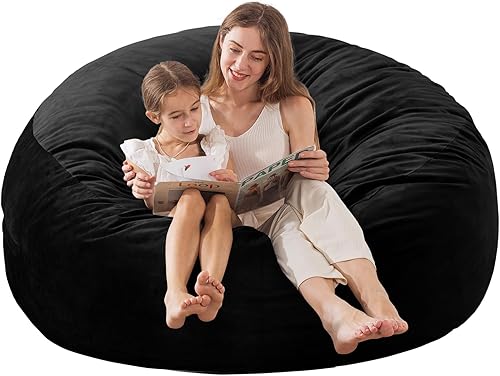 EDUJIN Puf Sherpa de 4 pies puf grande de espuma viscoelástica de 4 pies para adultosadolescentes con relleno, funda de piel sintética ultrasuave,