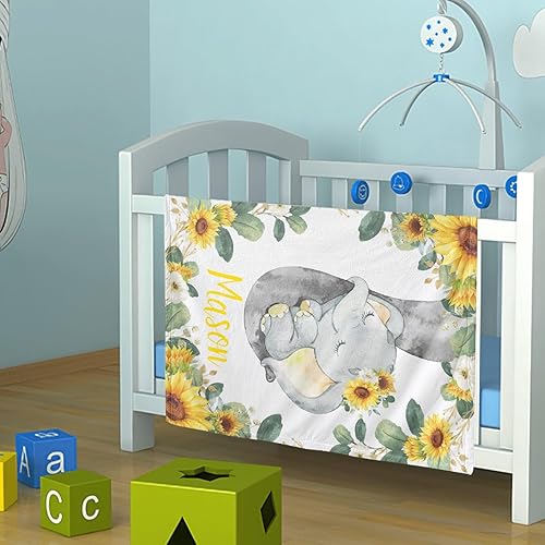 Miniatura 144 de Manta de bebé personalizada con nombre, mantas de bebé de elefante personalizadas para niñas, regalos de bebé, productos para bebés, mantas súper