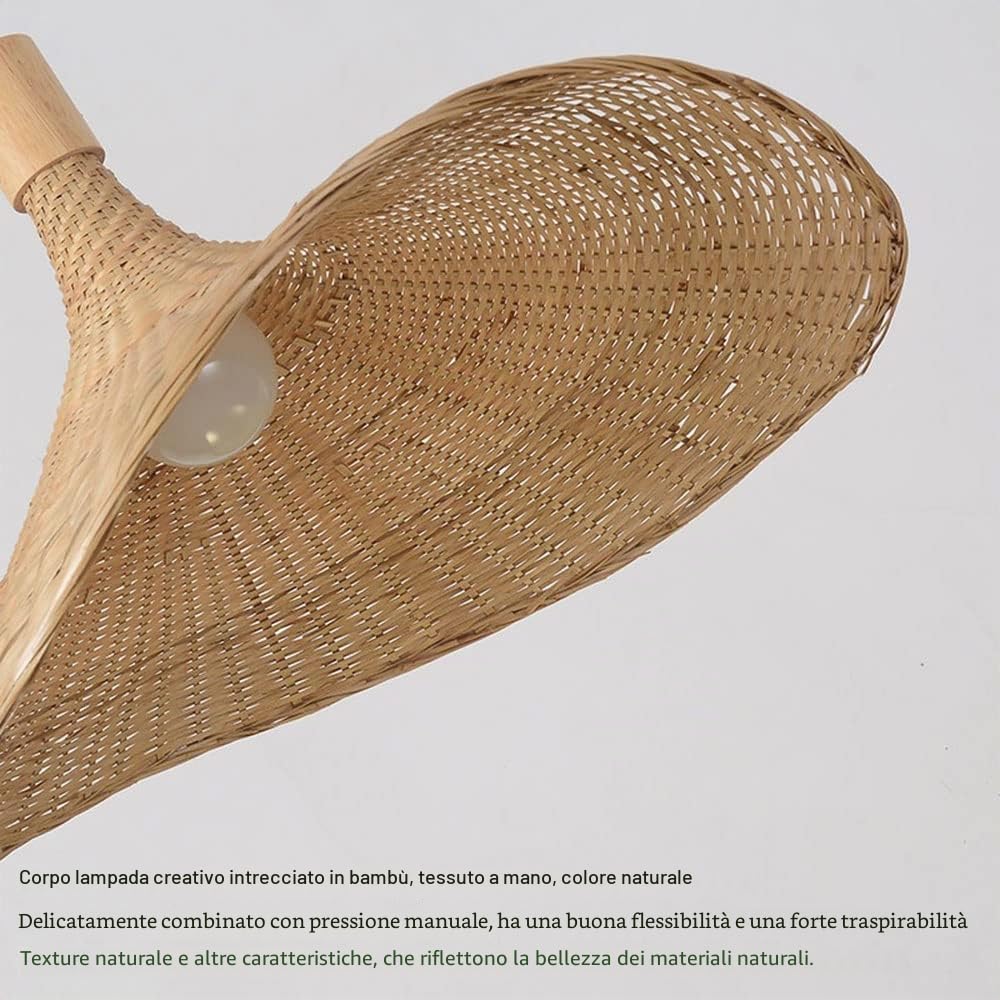 Lampadario A Cappello di Paglia in bambù Lampadari Creativi in ​​Vimini in Rattan Lampada A Sospensione Intrecciata Vintage Lampade A Sospensione per Interni Lampada in Stile Giapponese