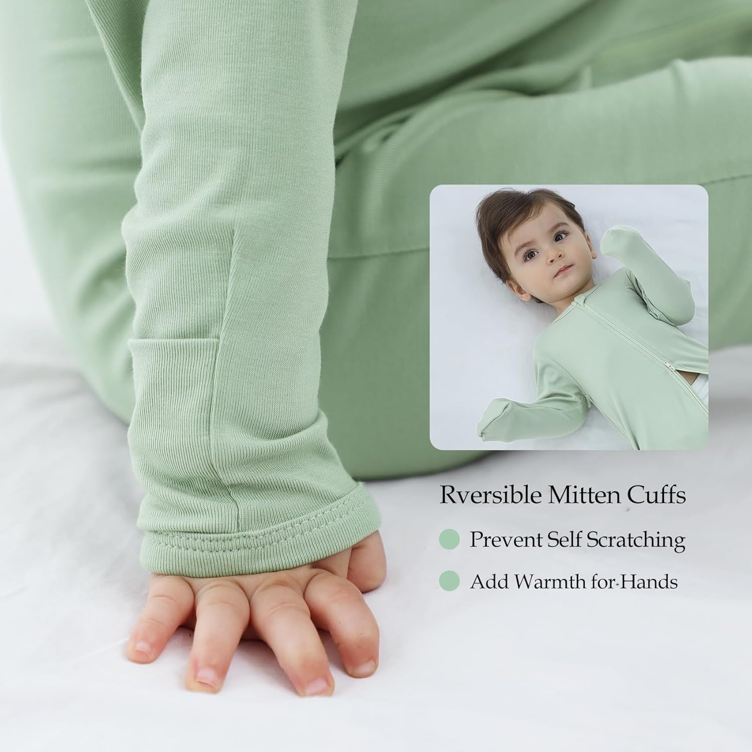 Rayon from Bamboo Baby Pajamas, Baby Sleeper with Mitten Cuffs and 2 Way Zipper, Rompers for Baby Boy Girls 0-24 Months - Image 4